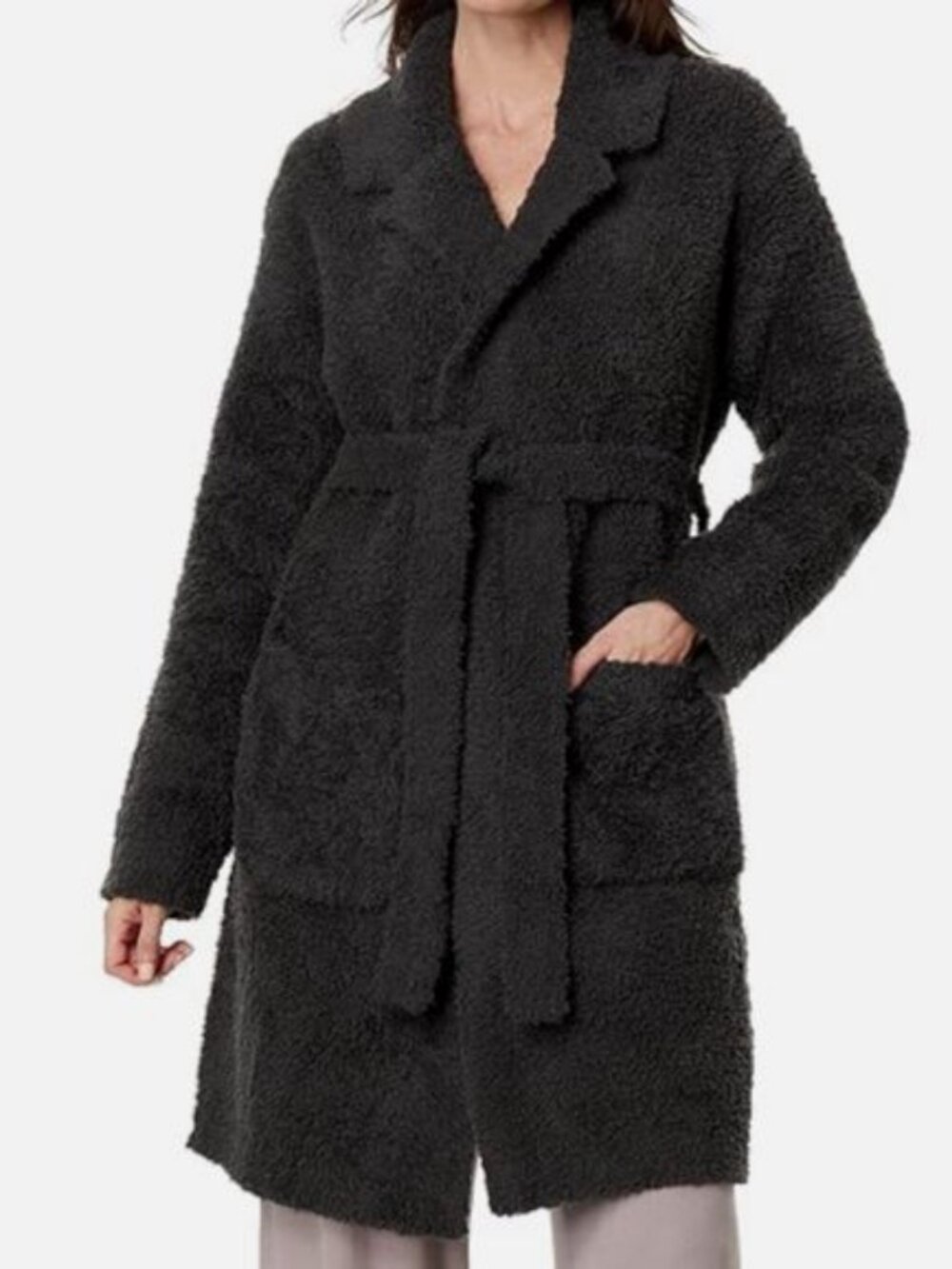 Barefoot Dreams Women's Gray Cozychic Teddy Robe Size XXS/XS